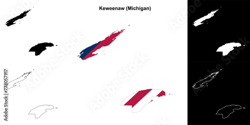 Keweenaw County (Michigan) outline map set photo