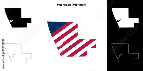 Muskegon County (Michigan) outline map set