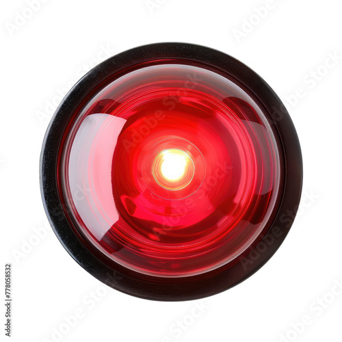 Flash red alarm light isolated on white background