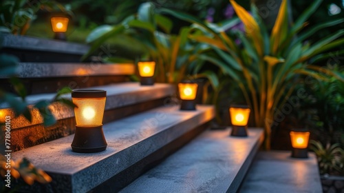 Group of Lit Candles on Steps