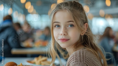 Little Girl Sitting at Table With Plate of Food