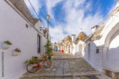 Famous Trulli Houses during a Sunny Day in Alberobello, Puglia, Italy