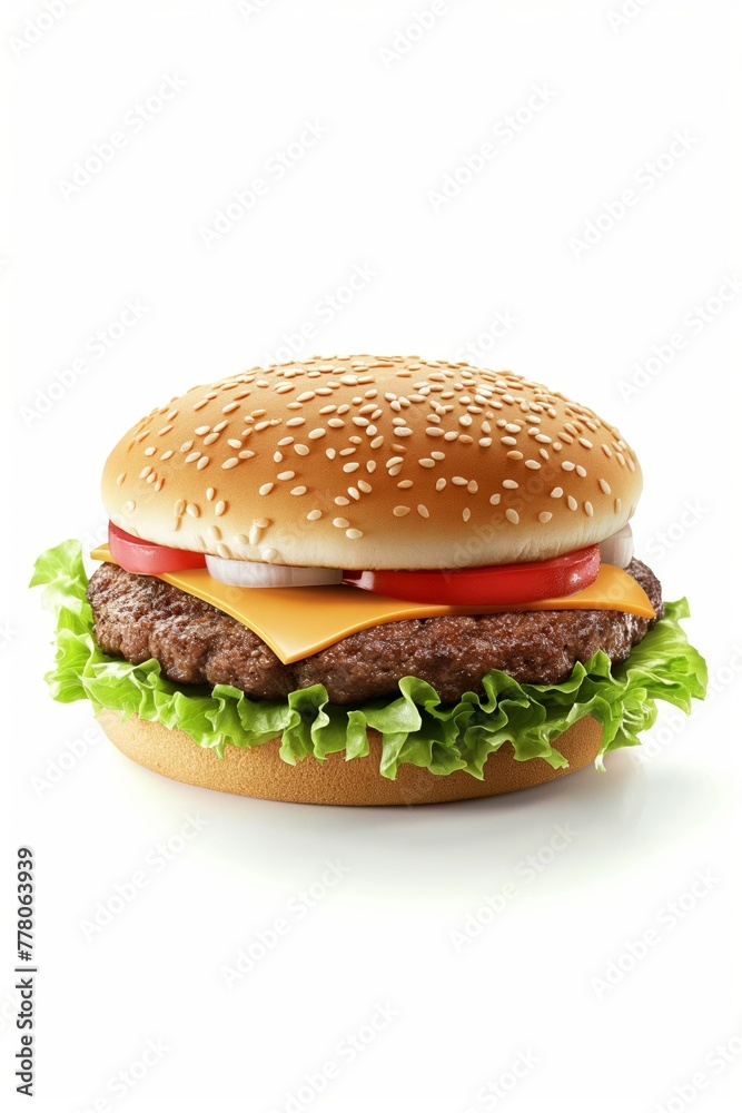 Classic cheeseburger isolated on white Classic cheeseburger isolated on white