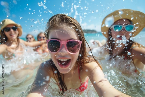 Narrow your focus and enjoy a day at the beach with summer females. Generative Ai