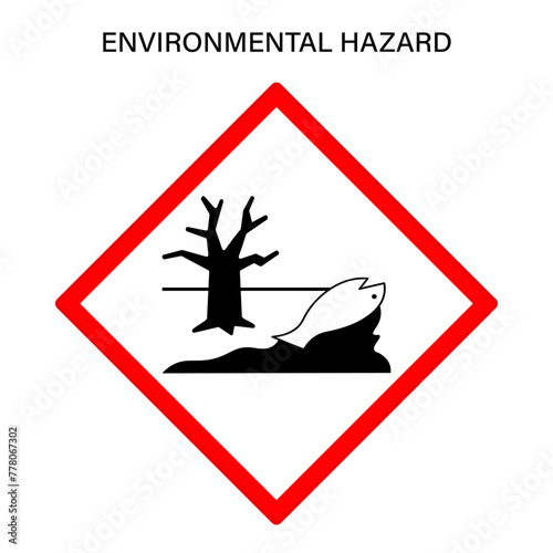 Environmental hazard warning sign vector. Globally harmonized system hazard pictograms symbol. Warning symbol GHS icon.