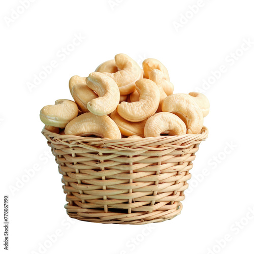 A basket of cashews on a Transparent Background