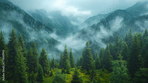 View of beautiful moody landscape in the Alps. © Matthew