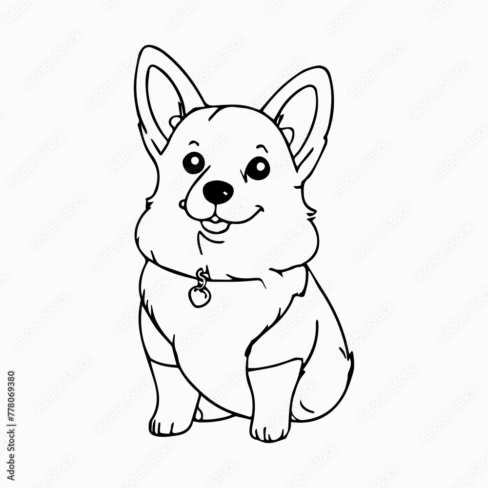 Corgi Dog breed vector image Isolated black silhouette on white background Cute line art illustration
Corgi Dog breed vector image Isolated black silhouette on white background Cute line art illustration