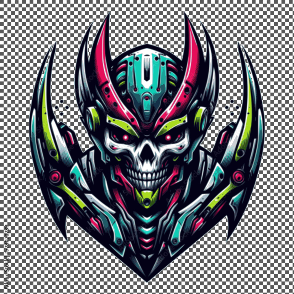 head of skull robotic suitable for T Shirt Design editable design available in PNG