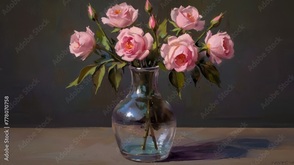 Pink roses in a vase Pink roses in a vase