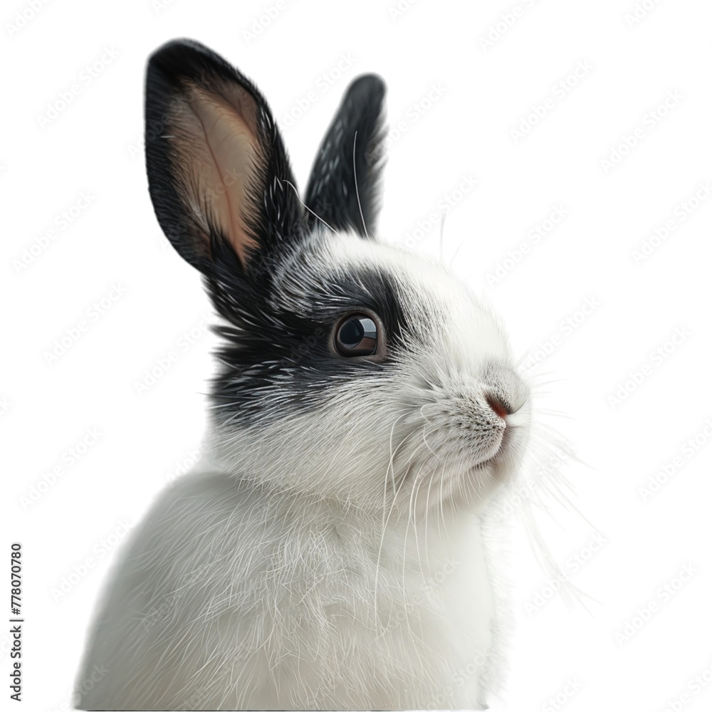 close up portrait of a rabbit's face, generative ai