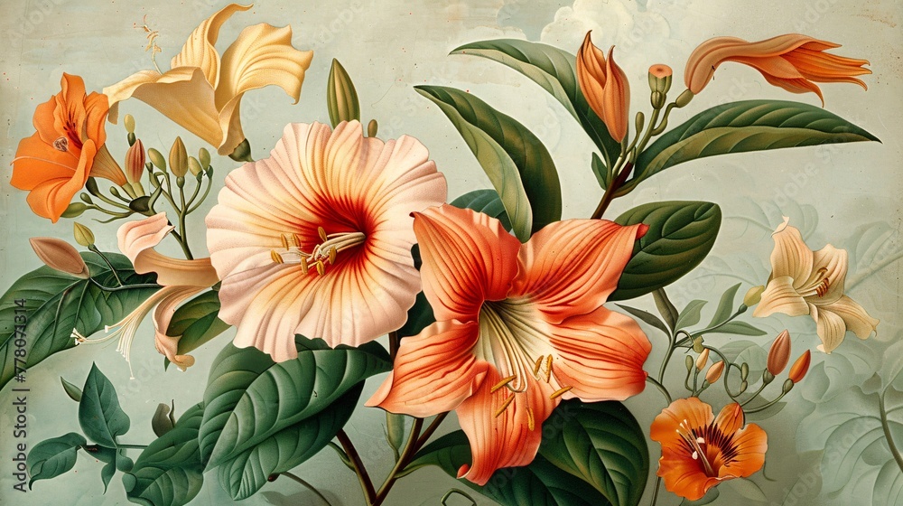 Botanical artwork from the 1800s. Botanical artwork from the 1800s.