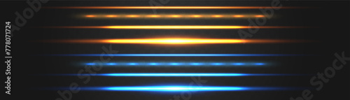Abstract lights lines on png. Vector laser beams. Glowing streaks on dark background. Luminous neon lines isolated on trasparent backgound