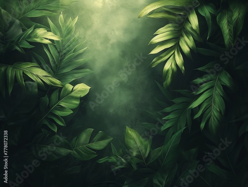 Tropical green leaves background  fern  palm and Monstera  floral jungle concept background