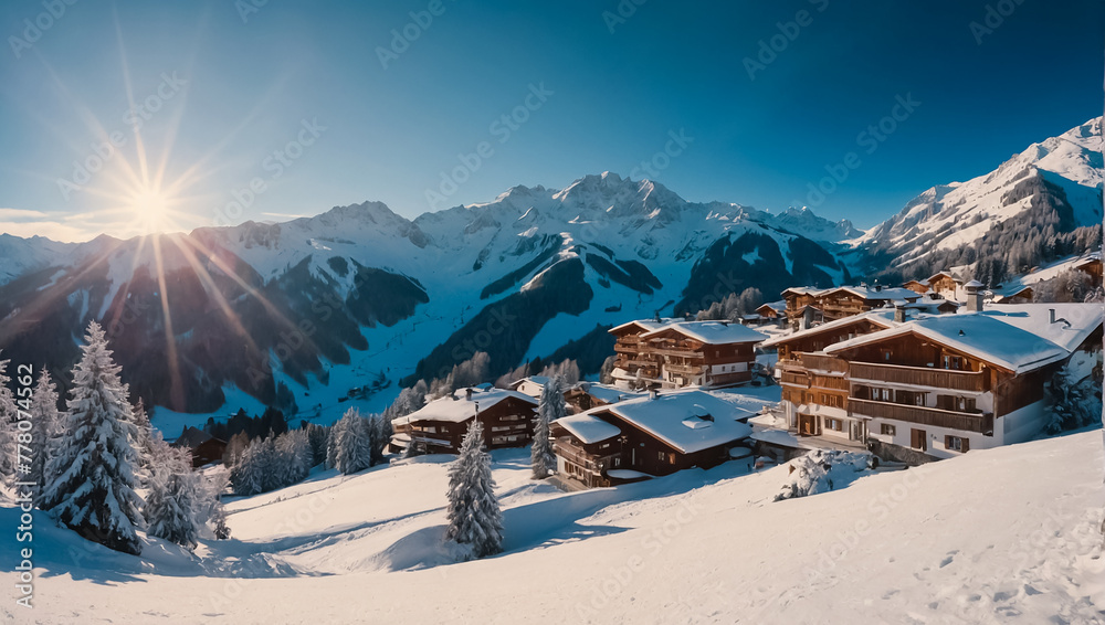 Beautiful winter view of Alpbach Austria