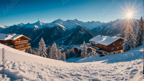Beautiful winter view of Alpbach Austria