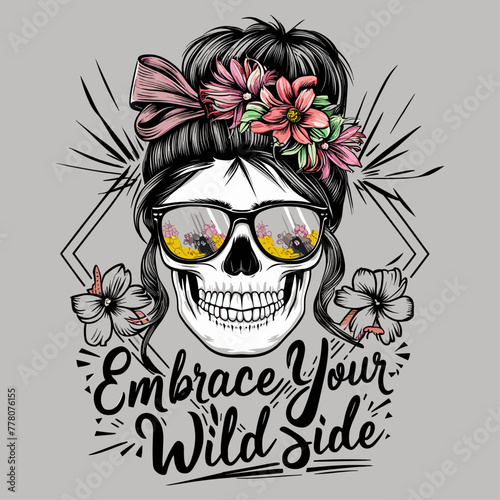 Wild Side Skull T-Shirt Graphic - Embrace Your Wild Side