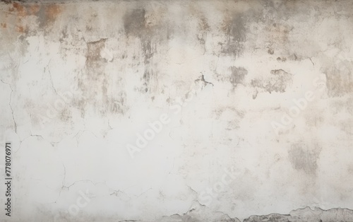 Aged white wall with peeling paint and stain