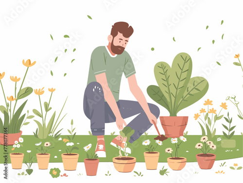 man gardening in his backyard