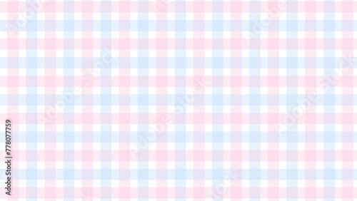 Pink and blue plaid fabric texture as a background 