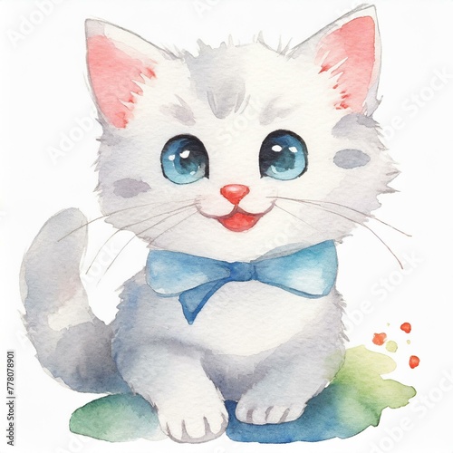 Namalowany mały uroczy kotek ilustracja