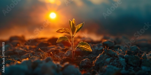 Young Plant Reaching Towards the Morning Sun a Symbol of Growth and New Beginnings