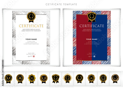 Luxury modern frames and shapes, templates for certificates of recognition, certificates of appreciation, and diplomas. Accommodates award, diploma, business and educational needs. type198(portrait)	