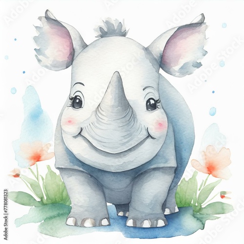Namalowany nosorożec ilustracja