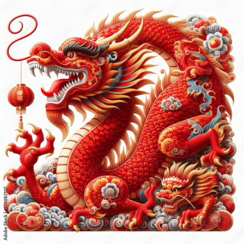 Red Dragon picture for Chinese New Year white background
