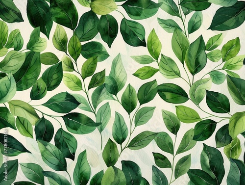 Lush Watercolor Foliage Patterns of Vibrant Leaves and Branches in Natural Beauty