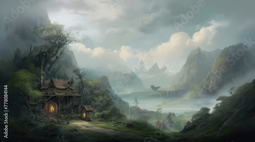 Fantasy landscape paintings  fantasy background