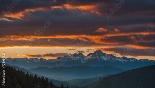 Serene Sunset Over Mountain Peaks © xKas