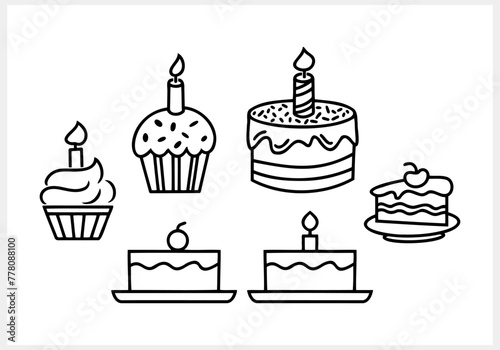 Doodle birthday xmas Easter cake icon Sketch clipart Vector stock illustration EPS 10