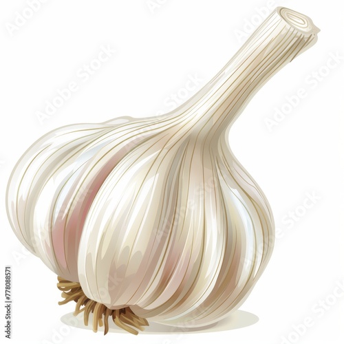 Professional clipart of a garlic bulb, detailed design, on a white background