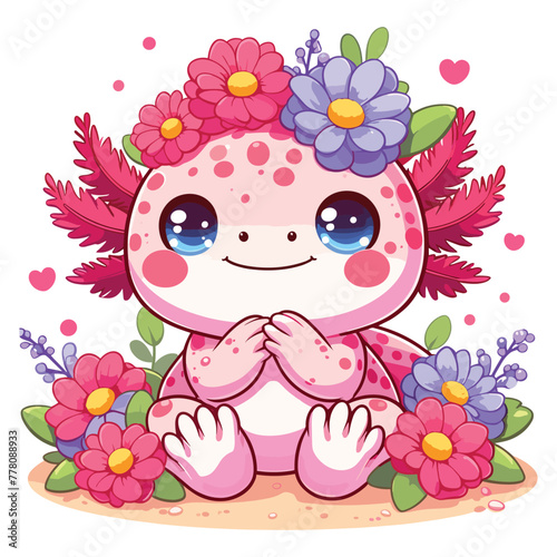 Cute Axolotl Vector Cartoon illustration