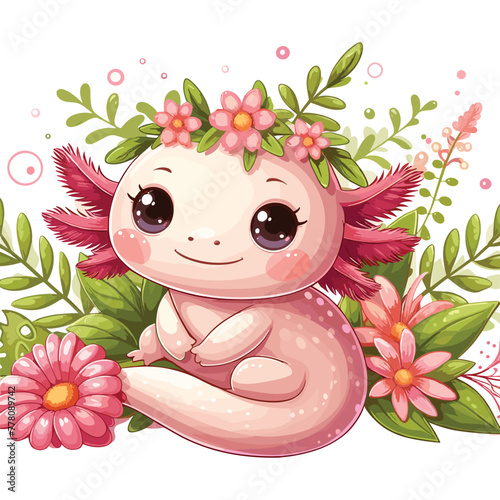 Cute Axolotl Vector Cartoon illustration