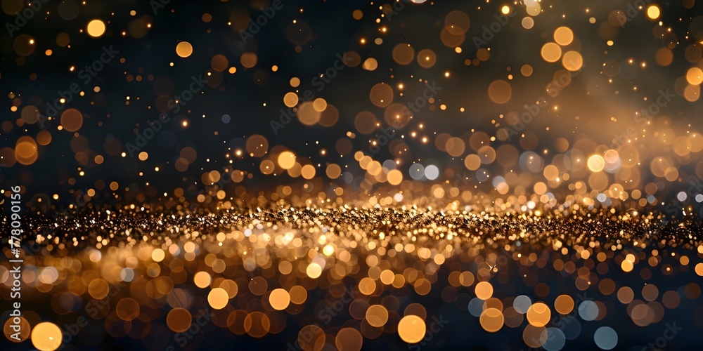 Dazzling Golden Glitter Particles Forming Enchanting Celestial Backdrop for Elegant and Exclusive Digital Artwork