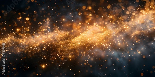Captivating Burst of Golden Sparkles Forming an Ethereal Frame Against the Void of Black