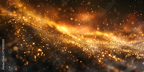 Captivating Celestial Glow of Shimmering Golden Particles Suspended in Enchanting Ethereal Splendor