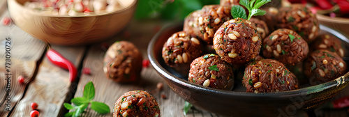 Texture Of Uncooked Stuffed Kibbeh Meatballs In Closeup Background ,Spicy Korean Style Meatballs Recipe
 