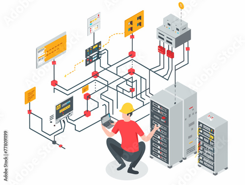an it technician connecting network cables insuring a smooth flow of data.