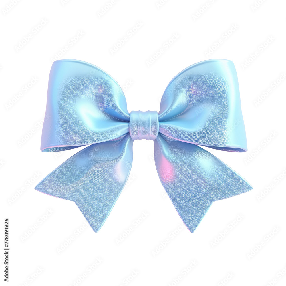 Close-up of a blue bow with light ribbon