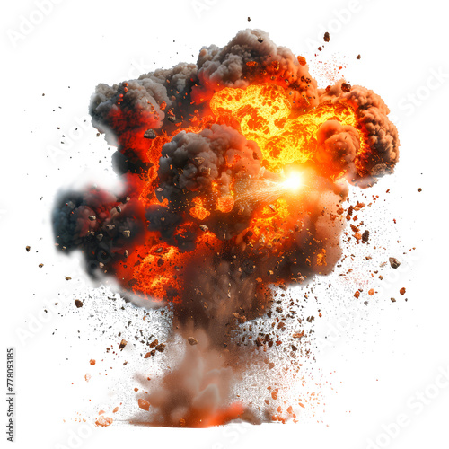 Fire big effect explosion isolated on transparent background