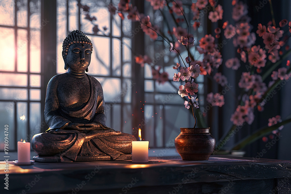 Vesak Day Creative Concept for Card or Banner. Vesak Day is a holy day for Buddhists. Happy Buddha Day with Siddhartha Gautama Statue Design. Vesak Day Creative Concept for Card or Banner. Vesak Day is a holy day for Buddhists. Happy Buddha Day with Siddhartha Gautama Statue Design.