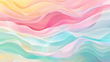 Abstract background with waves. A pastel rainbow flowing like a river through a minimalist landscape, with liquified curves creating a serene path.