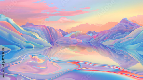 Background featuring a fantasy landscape where the ground itself ripples with liquified rainbow pastel colors, reflecting the dreams and aspirations of the LGBTQ+ community during Pride Month.