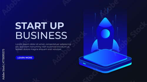 Business start up isometric vector illustartion. new business launch concept. good for website, banner and landing page.
