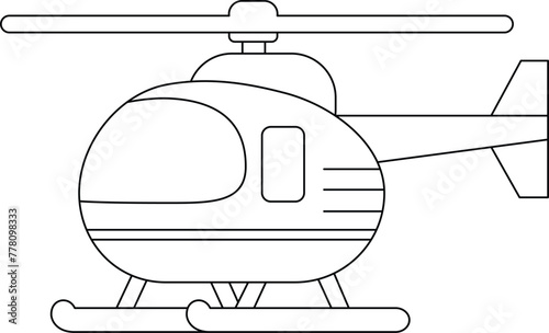 Helicopter coloring page for kids. Vehicle vector illustration