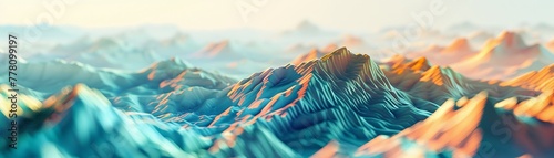 A dynamic 3D rendering of an abstract landscape