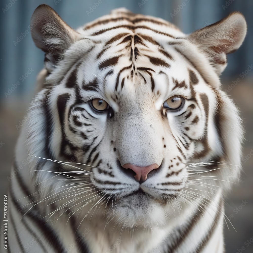 Fototapeta premium white tiger, face to face, calm,close-up
